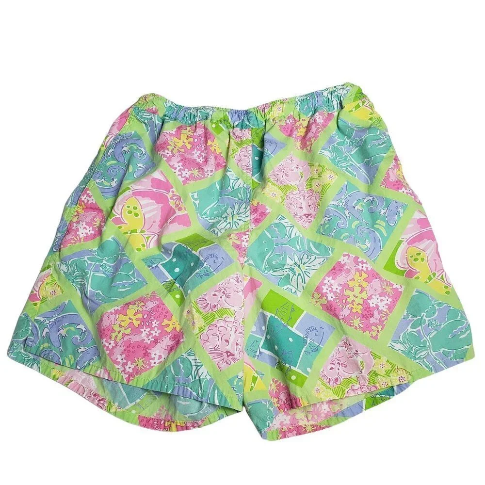 Lilly Pulitzer Shorts Animal Print Cotton High Waisted Vintage 90s Mens Medium